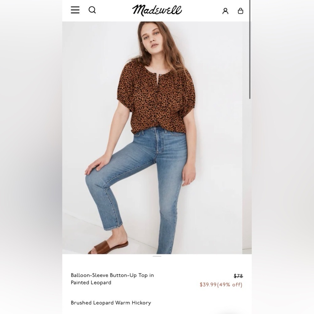 EUC Madewell Brown Leopard Print Blouse - Picture 2 of 5